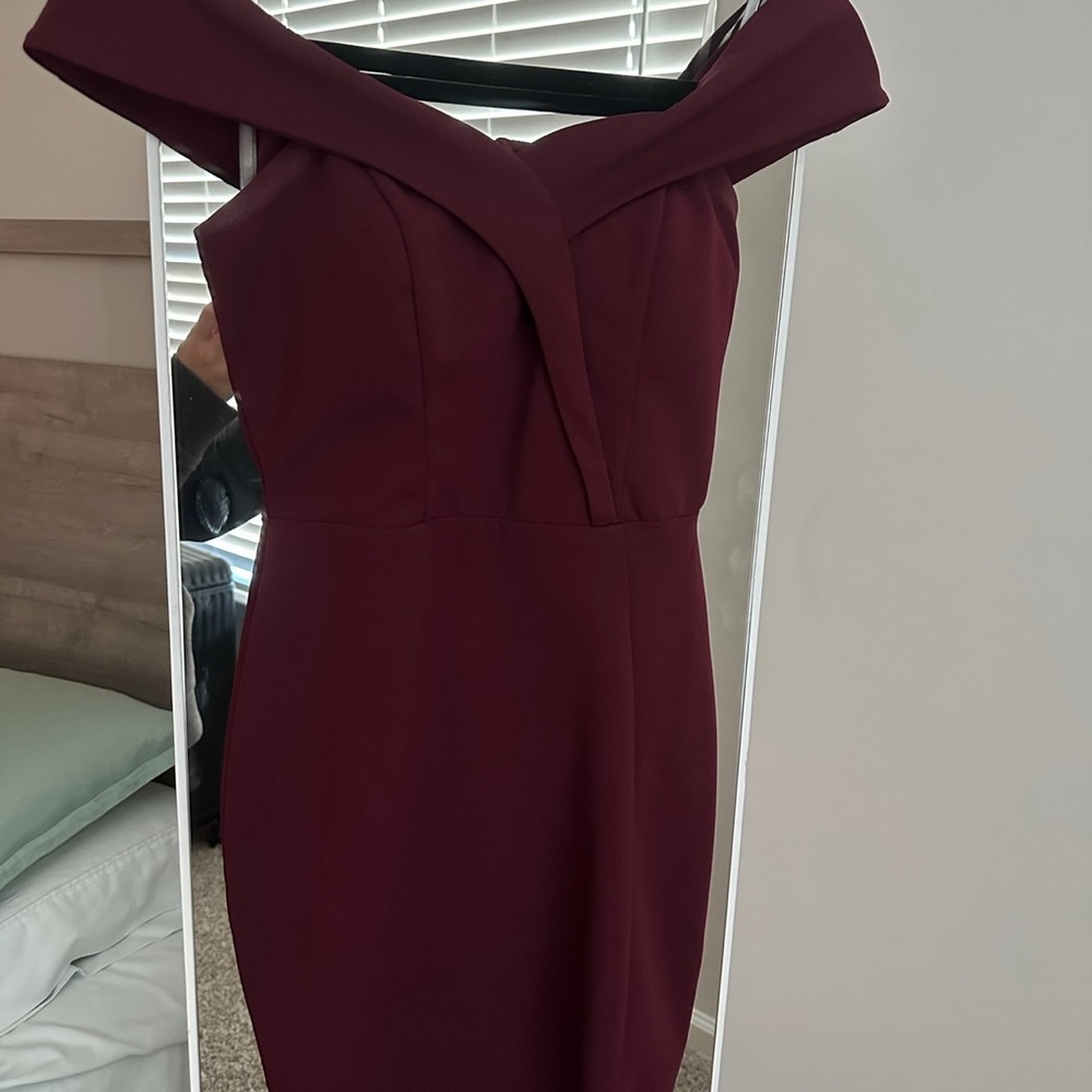 Speechless Strapless Burgundy Dress